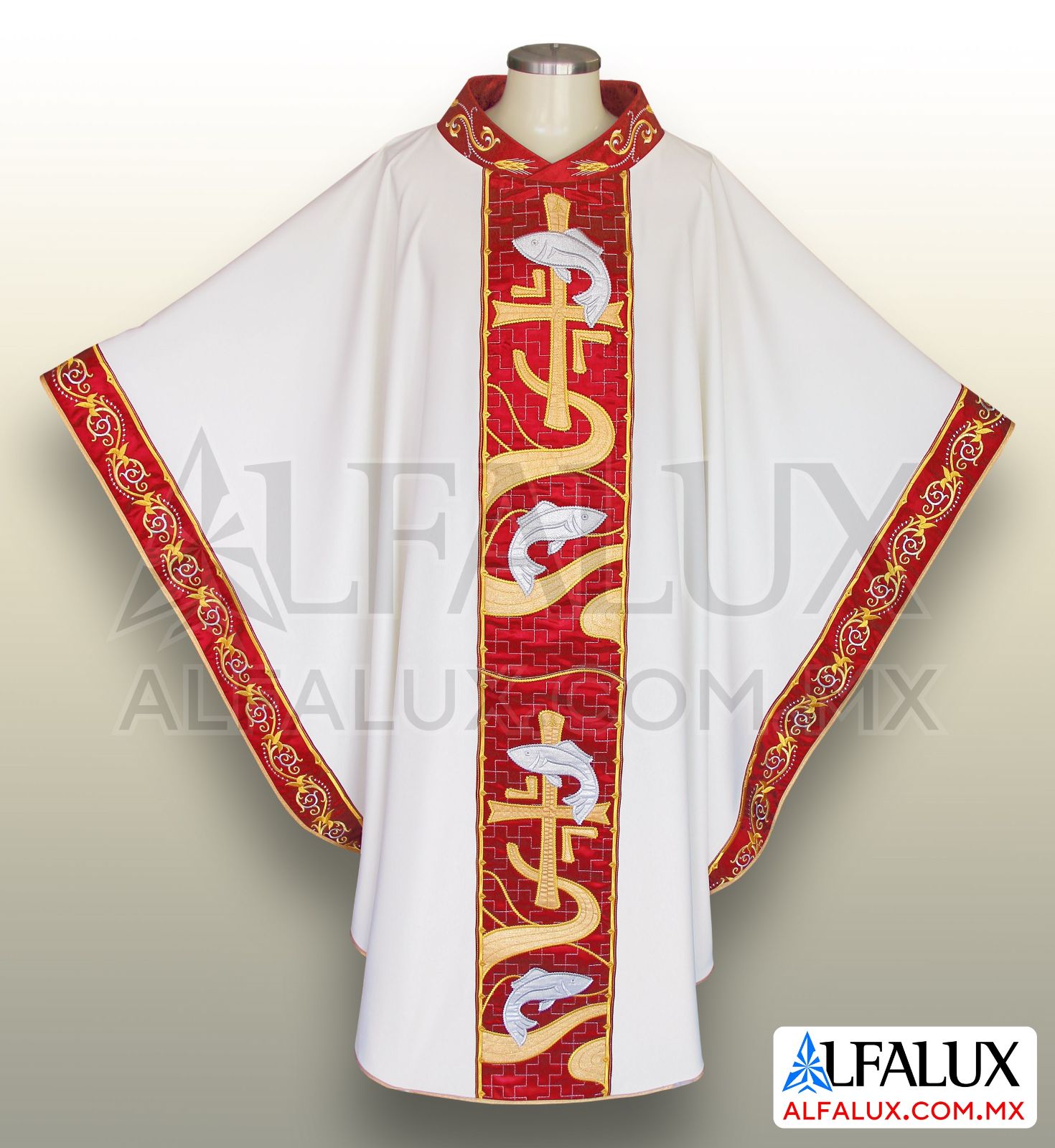 22 PECES Alfalux Casulla Laterales Blanco Rojo ClloBord 131